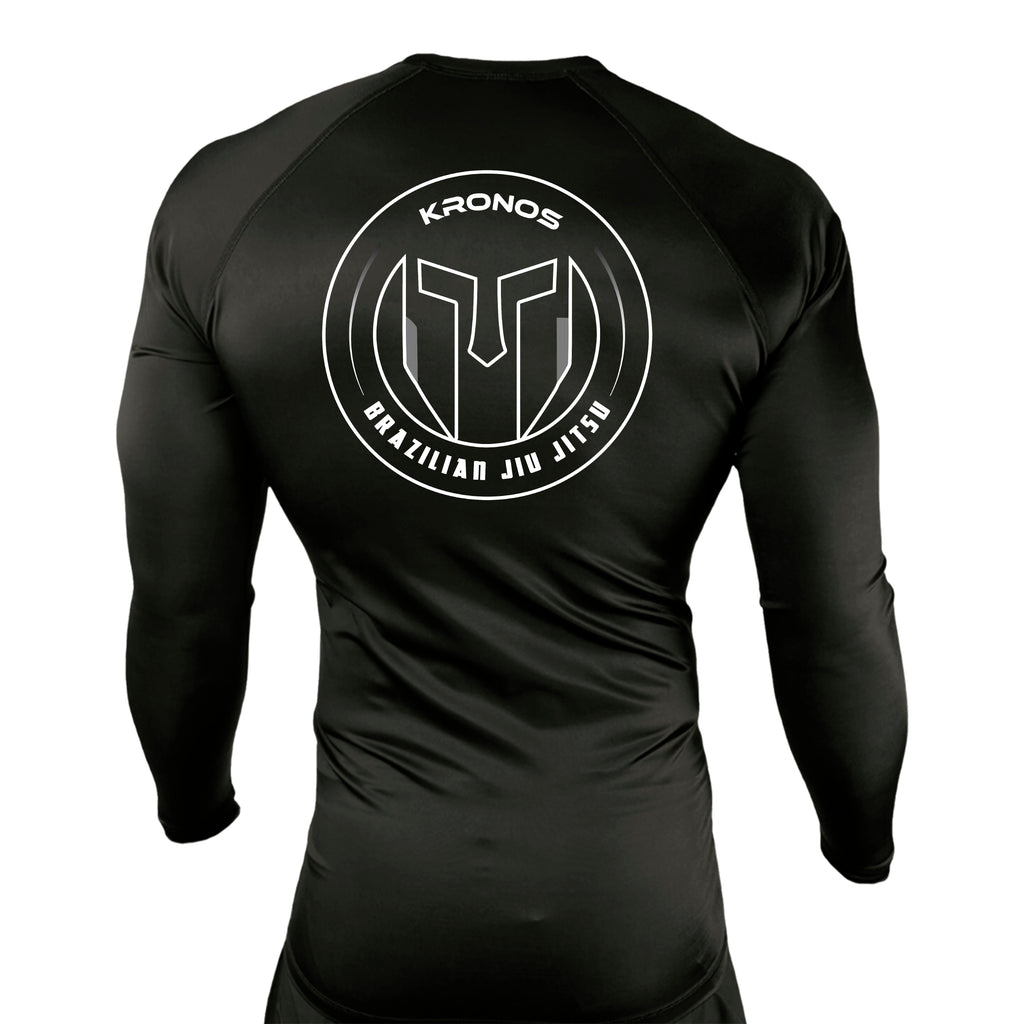 Kronos All Black Custom Rash Guards Long Sleeve #8002