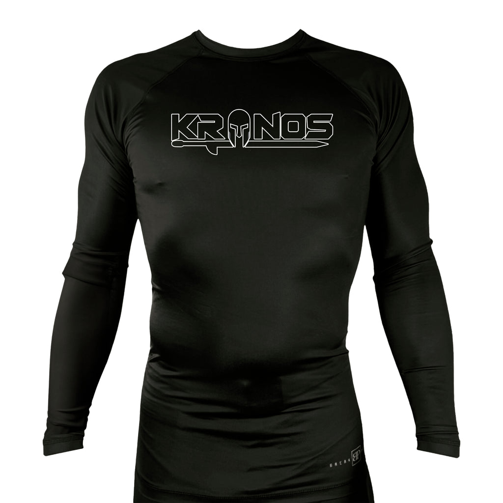 Kronos All Black Custom Rash Guards Long Sleeve #8002