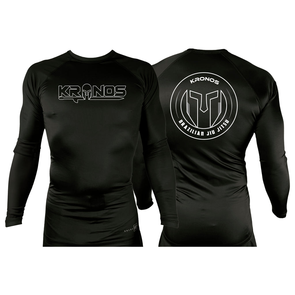 Kronos All Black Custom Rash Guards Long Sleeve #8002