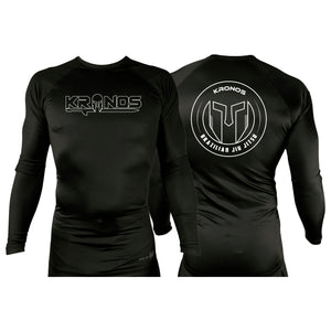 Kronos All Black Custom Rash Guards Long Sleeve #8002