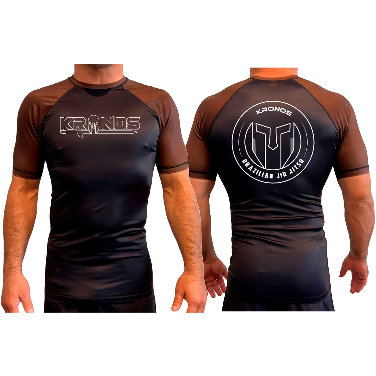 Kronos All Black Ranked Short Sleeve Rash Guards #8002