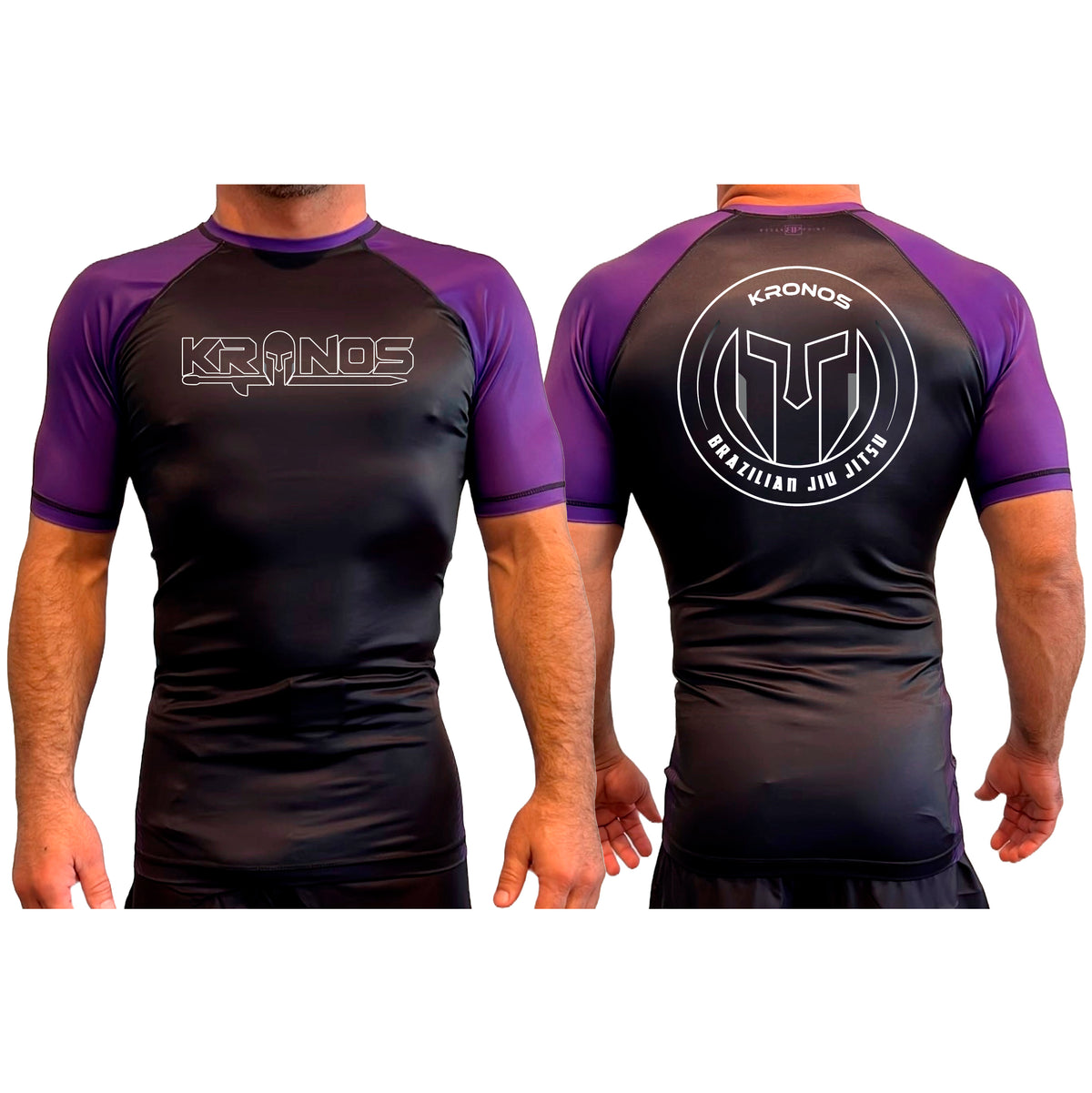 Kronos All Black Ranked Short Sleeve Rash Guards #8002