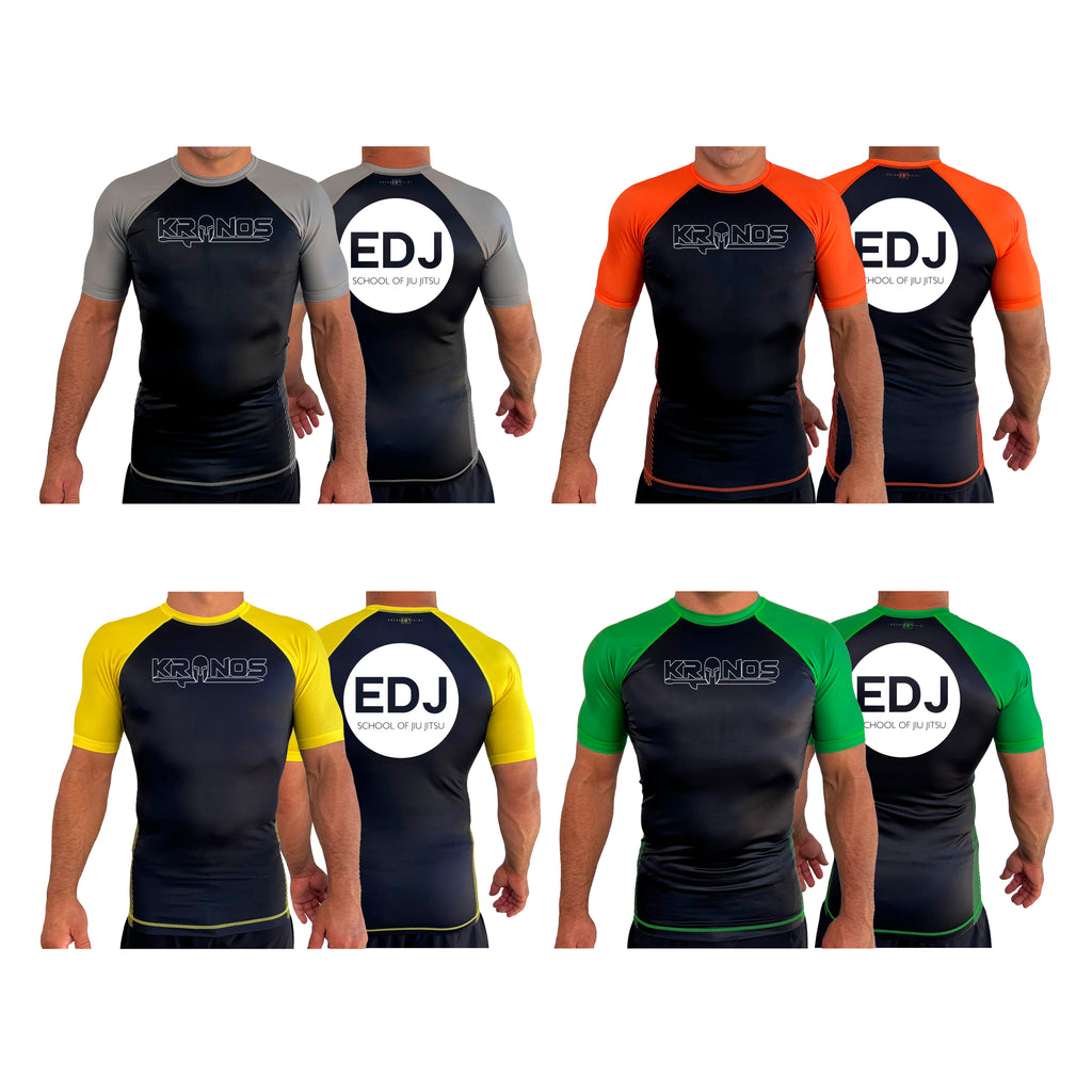 Kronos All Black Ranked KIDS Short Sleeve Rash Guards #8002