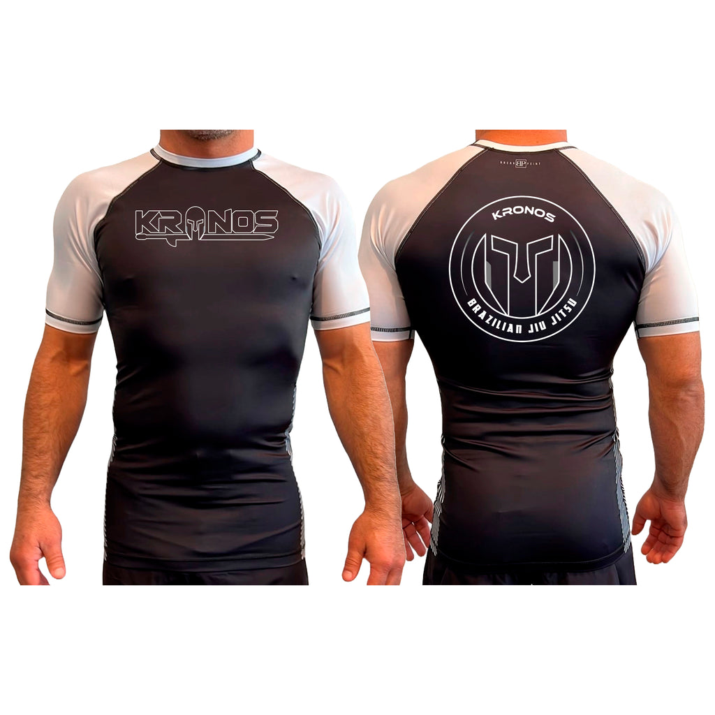 Kronos All Black Ranked KIDS Short Sleeve Rash Guards #8002