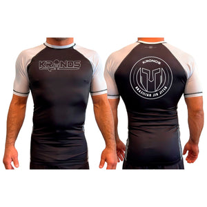 Kronos All Black Ranked KIDS Short Sleeve Rash Guards #8002