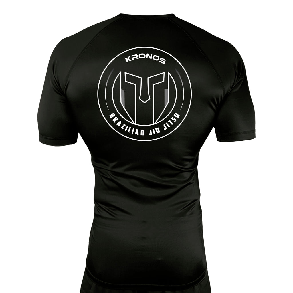 Kronos All Black Custom Rash Guards Short Sleeve #8002