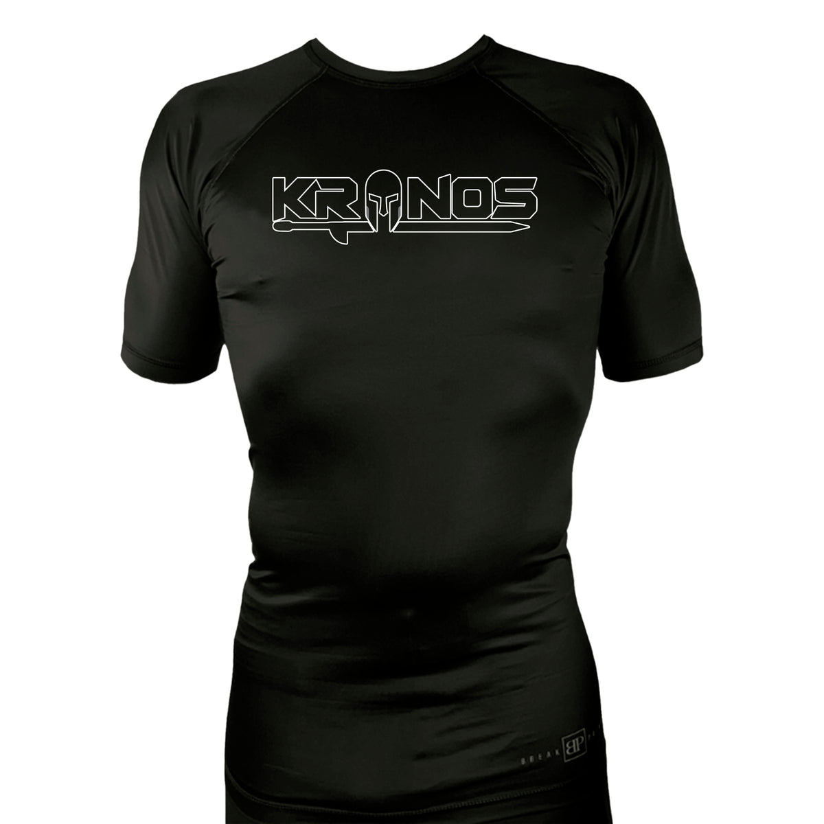 Kronos All Black Custom Rash Guards Short Sleeve #8002