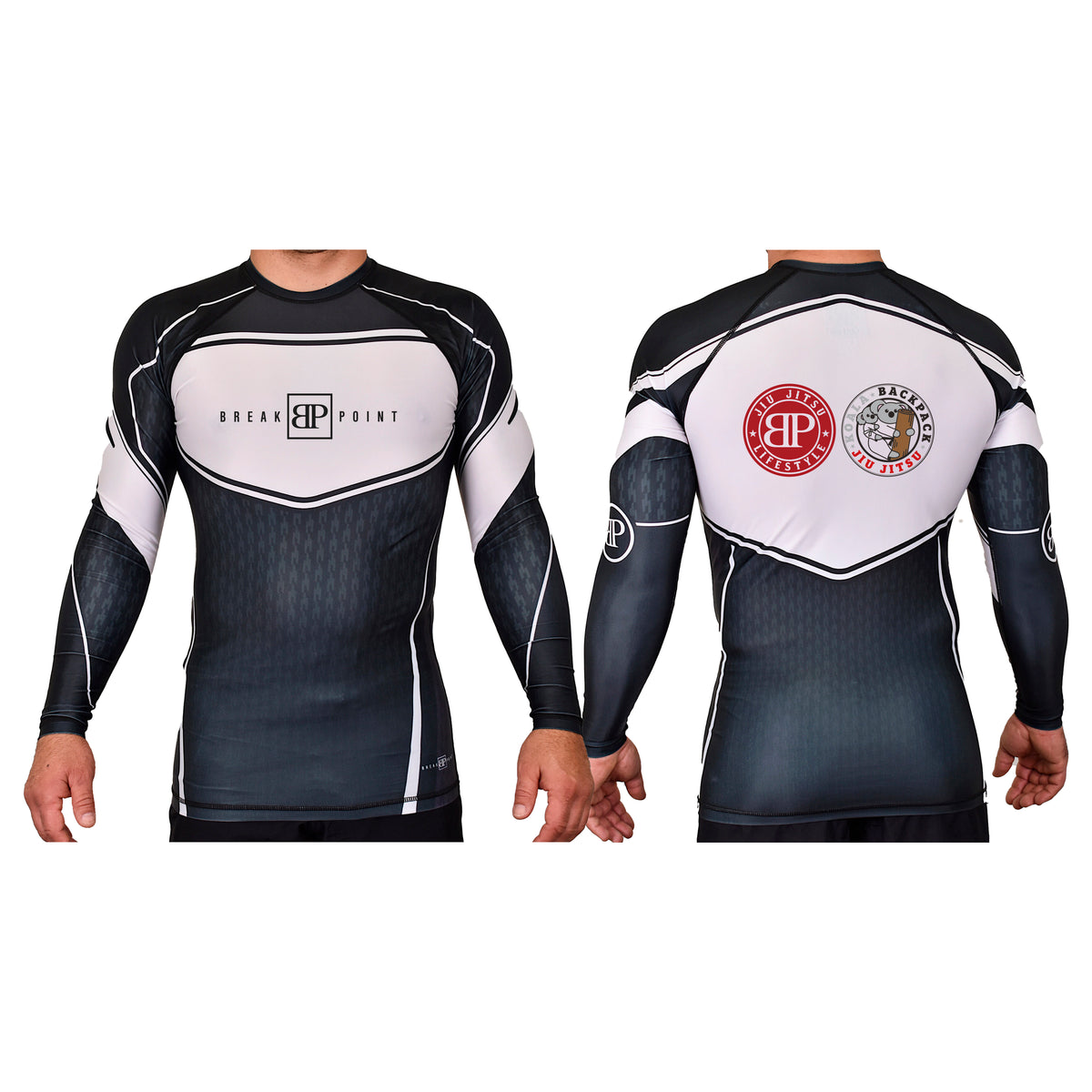 Koala Backpack Jiu Jitsu Academy Rash Guards Black/White #8004 A