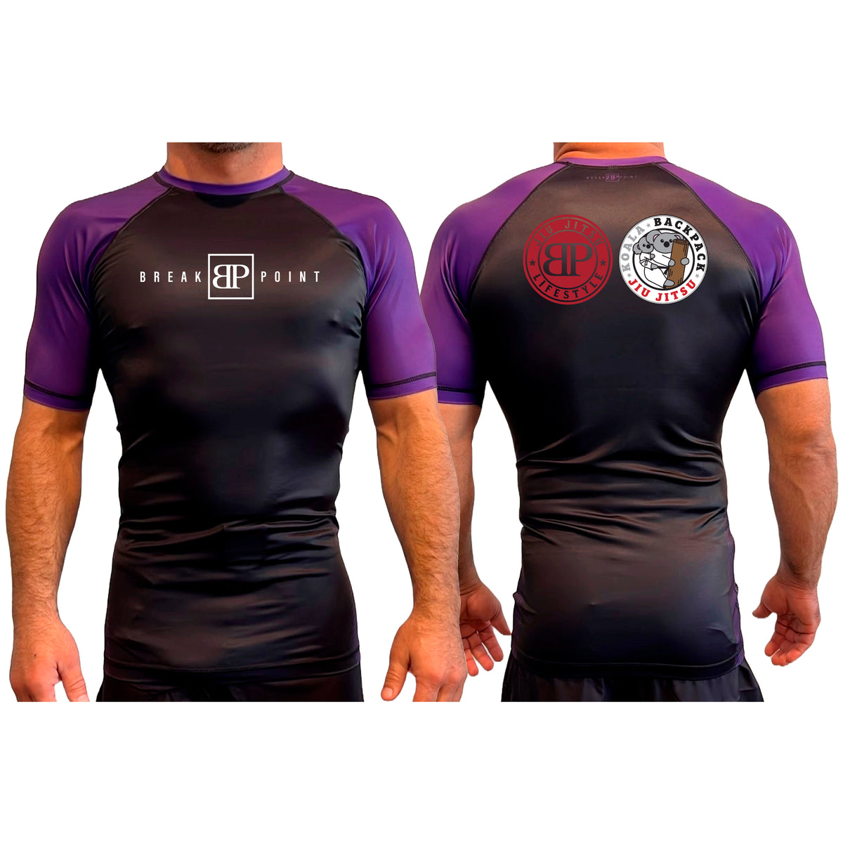 Koala Backpack Jiu Jitsu All Black Ranked Short Sleeve Rash Guards #8004 A