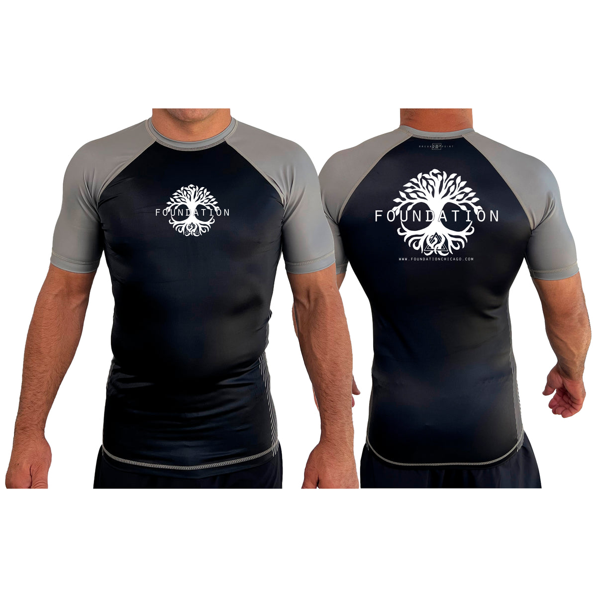 Foundation Chicago All Black Ranked Short Sleeve Rash Guards  #8005