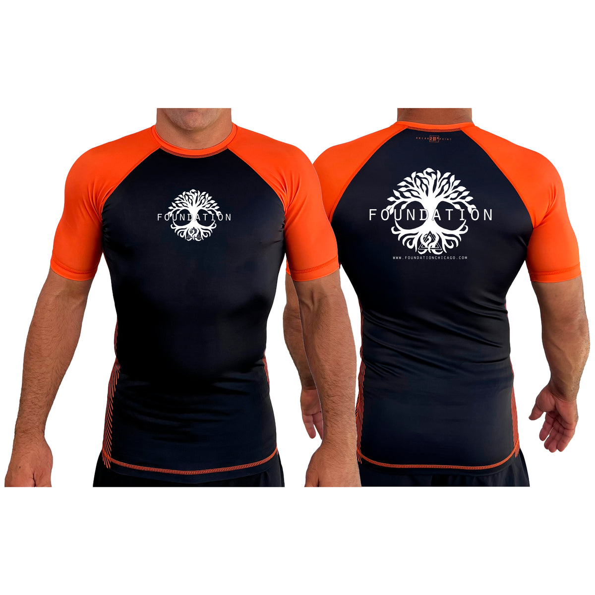 Foundation Chicago All Black Ranked Short Sleeve Rash Guards  #8005