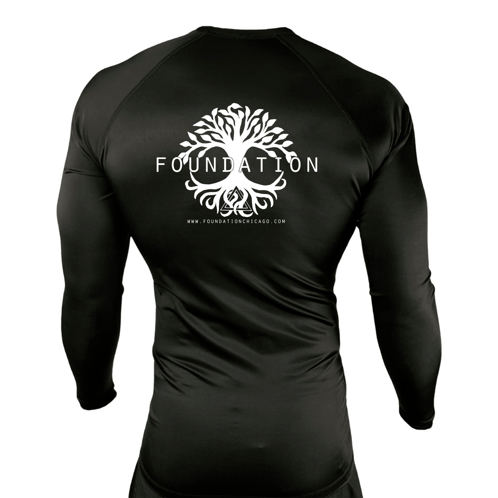 Foundation Chicago All Black Custom Rash Guards Long Sleeves #8005