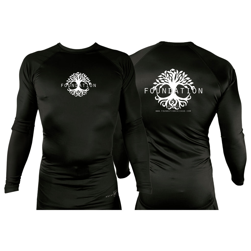 Foundation Chicago All Black Custom Rash Guards Long Sleeves #8005