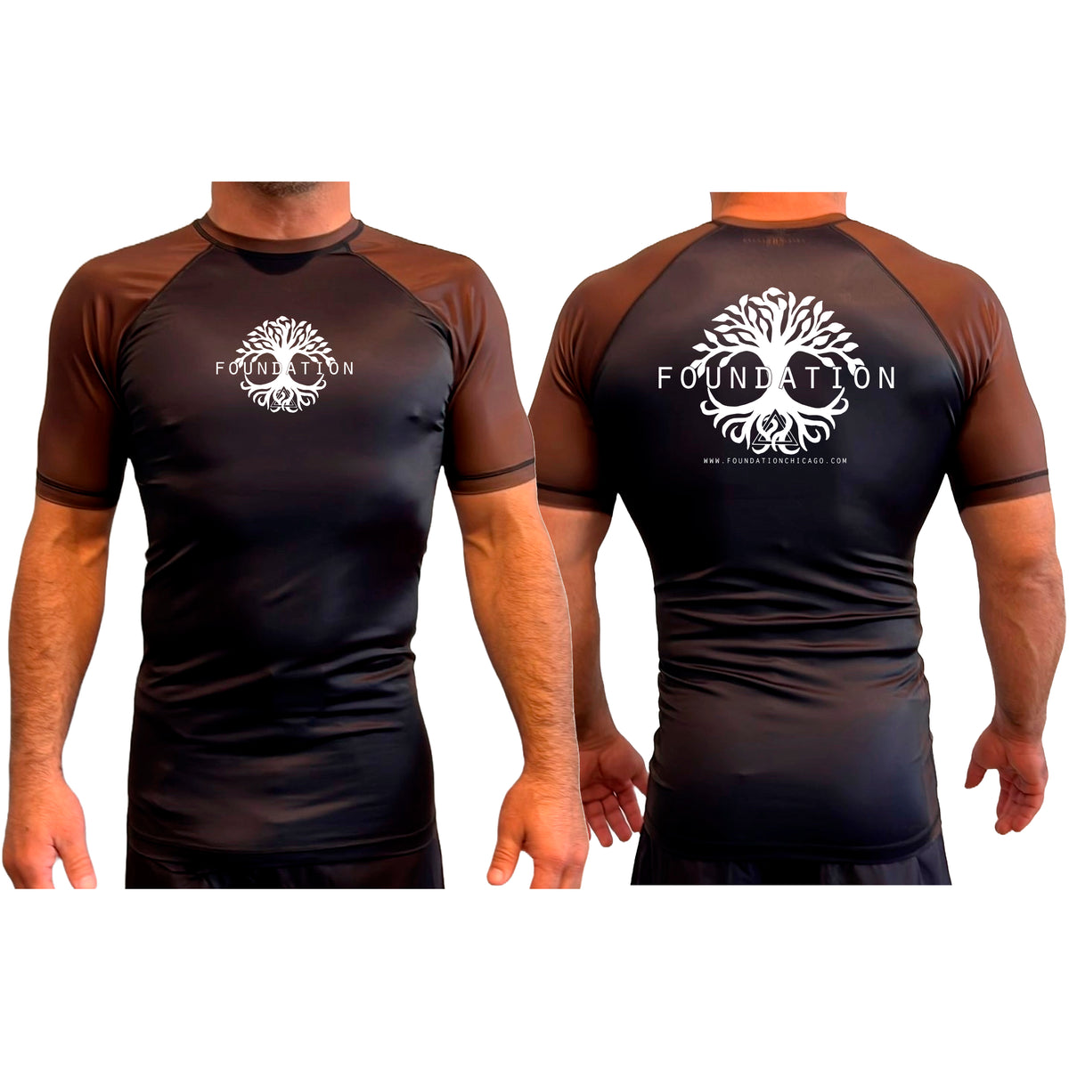 Foundation Chicago All Black Ranked Short Sleeve Rash Guards #8005