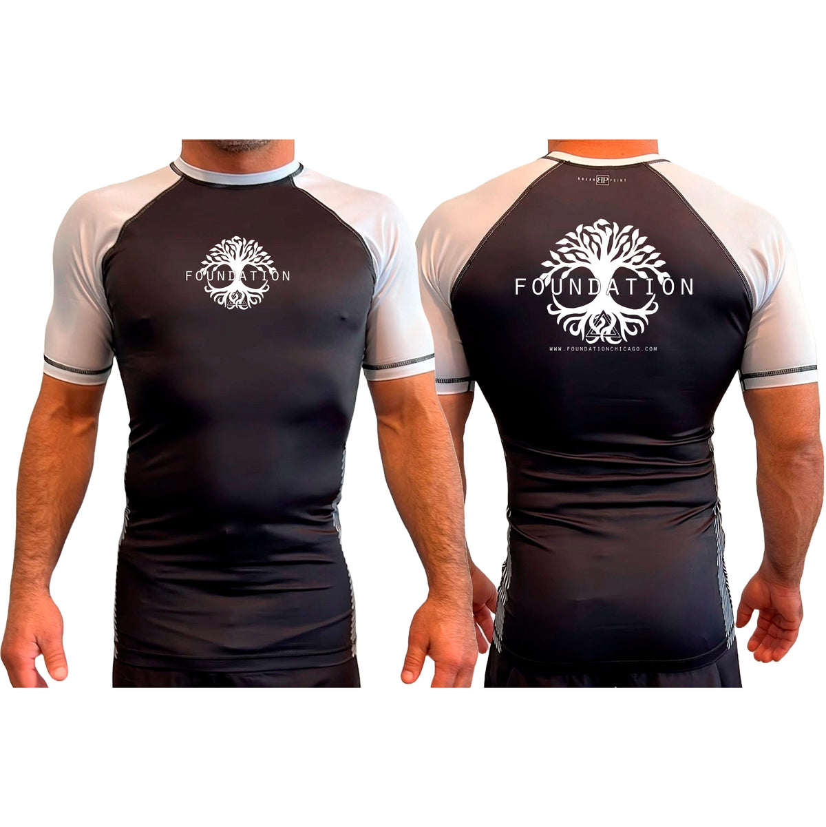 Foundation Chicago All Black Ranked Short Sleeve Rash Guards #8005