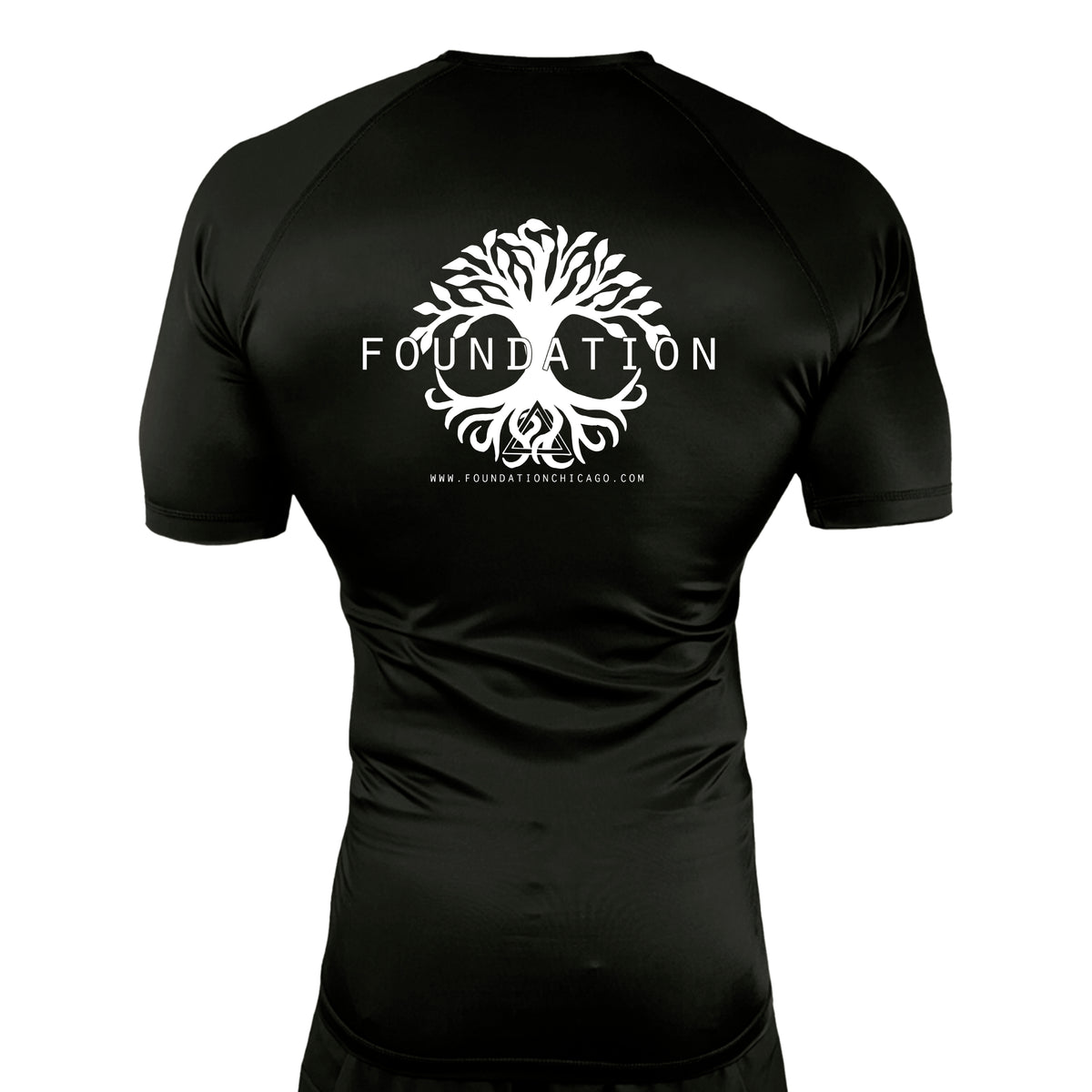 Foundation Chicago All Black Custom Rash Guards Short Sleeves #8005