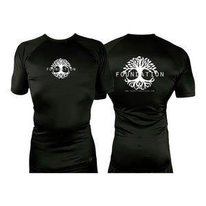 Foundation Chicago All Black Custom Rash Guards Short Sleeves #8005