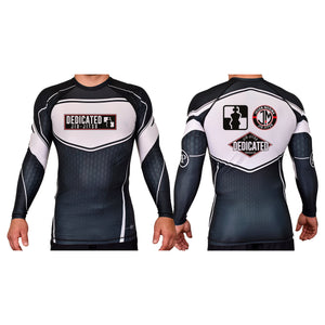 Dedicated Jiu Jitsu Academy Rash Guards Black/White #8006