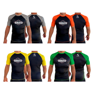 Dedicated Jiu Jitsu All Black Ranked Short Sleeve Rash Guards #8006 B