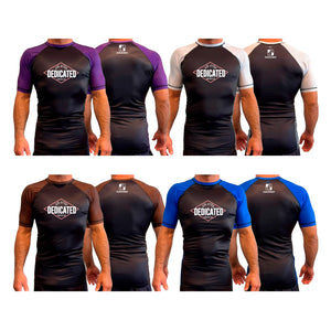 Dedicated Jiu Jitsu All Black Ranked Short Sleeve Rash Guards #8006 B