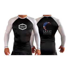 Crest Brazilian Jiu Jitsu All Black Ranked Long Sleeve Rash Guards #8008 A