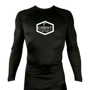 Crest Brazilian Jiu Jitsu All Black Custom Rash Guards Long Sleeves #8008 A