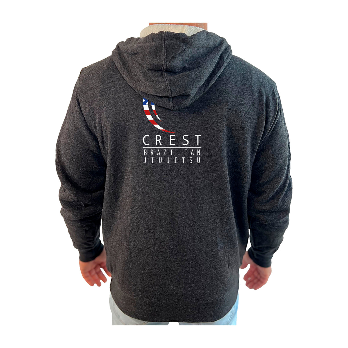 Crest Brazilian Jiu Jitsu Academy Sherpa Lined Zip-Up Hoodie #8008 A