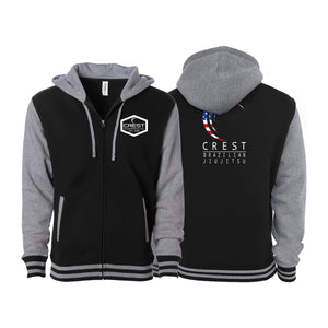 Crest Brazilian Jiu Jitsu Academy Varsity Zip-Up Hoodies #8008 A