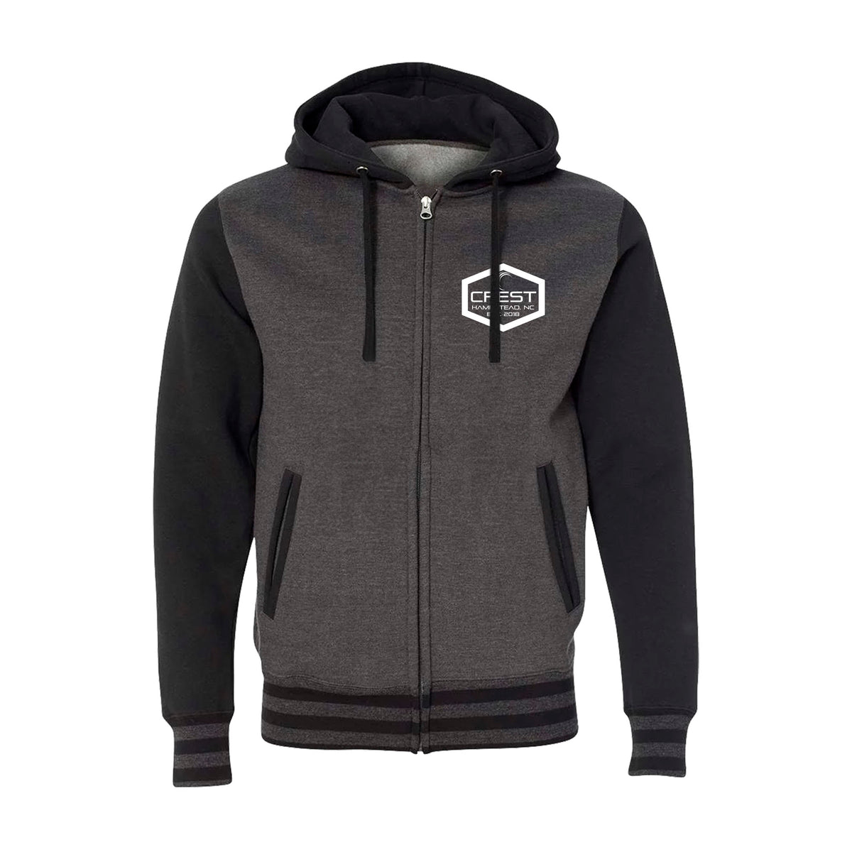 Crest Brazilian Jiu Jitsu Academy Varsity Zip-Up Hoodies #8008 A