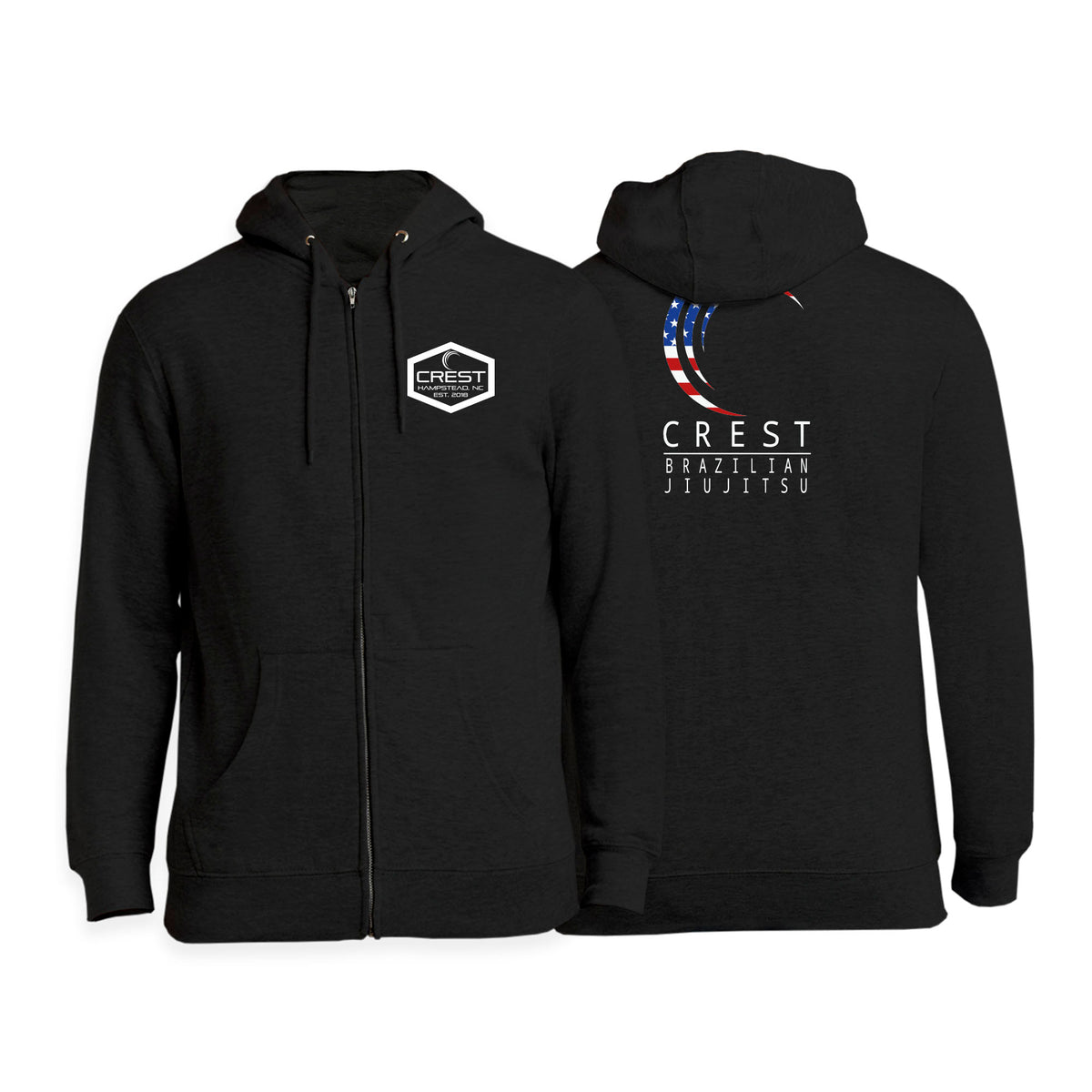 Crest Brazilian Jiu Jitsu Academy Zip-Up Hoodies #8008 A