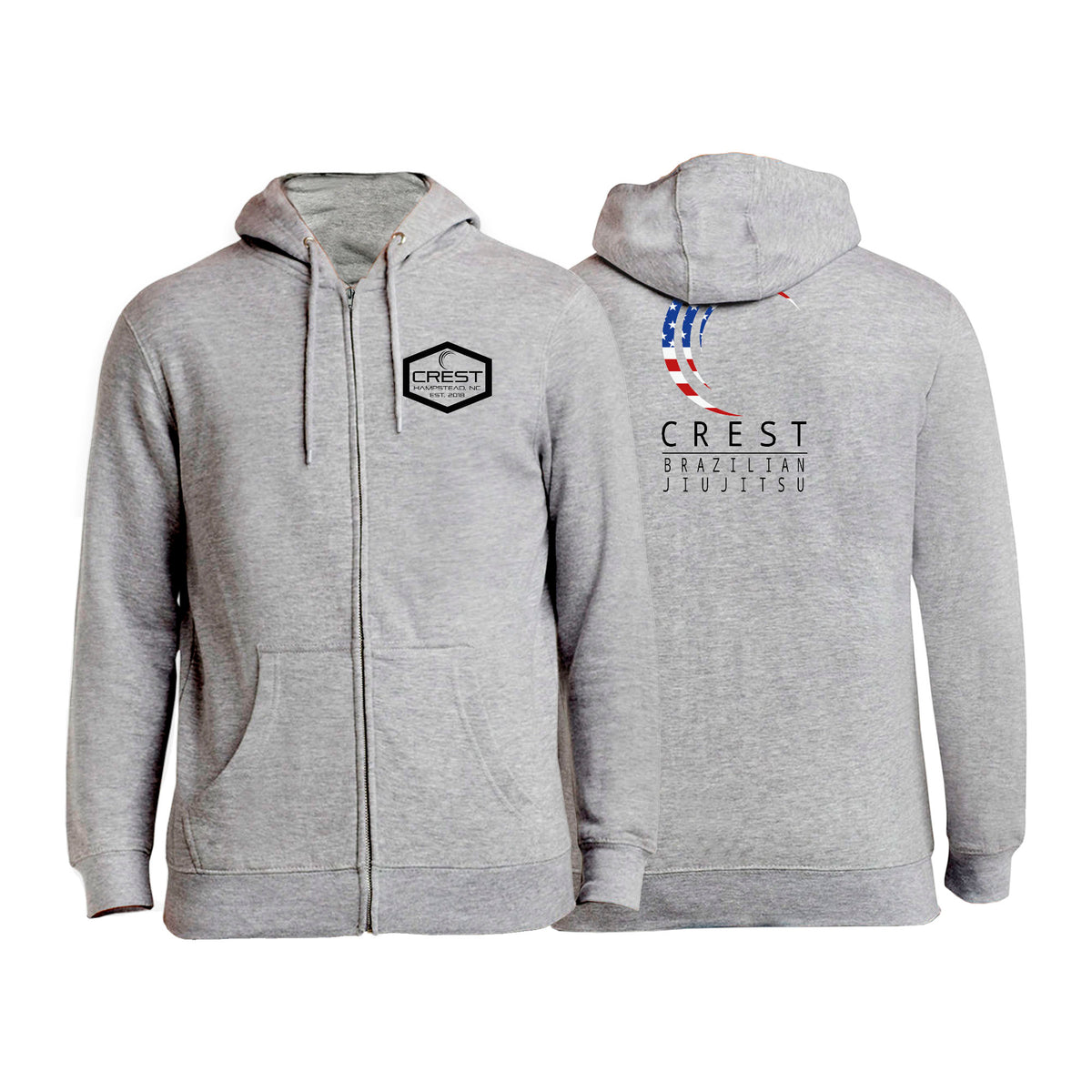 Crest Brazilian Jiu Jitsu Academy Zip-Up Hoodies #8008 A