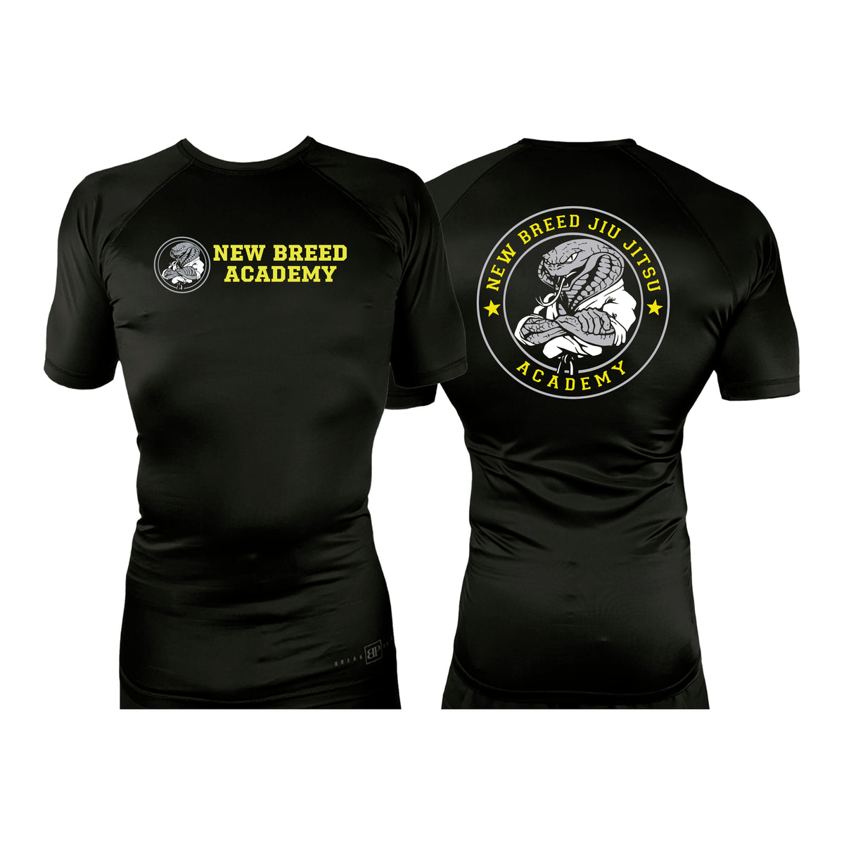 New Breed All Black Custom Rash Guards Short Sleeves #8009