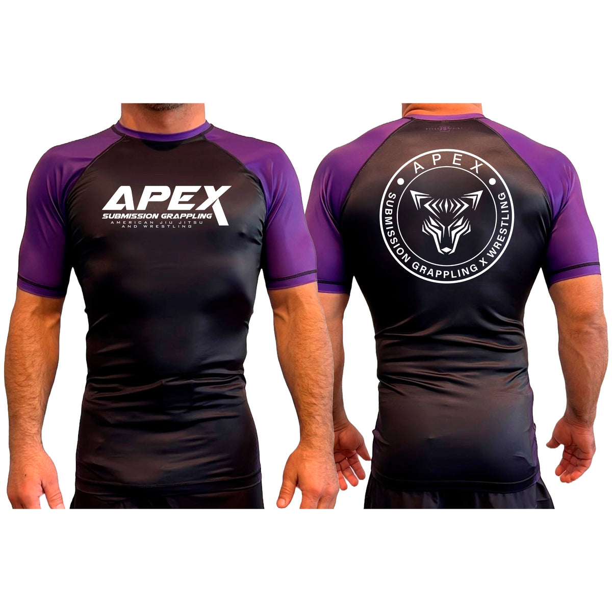 American Top Team Ashburn All Black Ranked Short Sleeve Rash Guards #8010