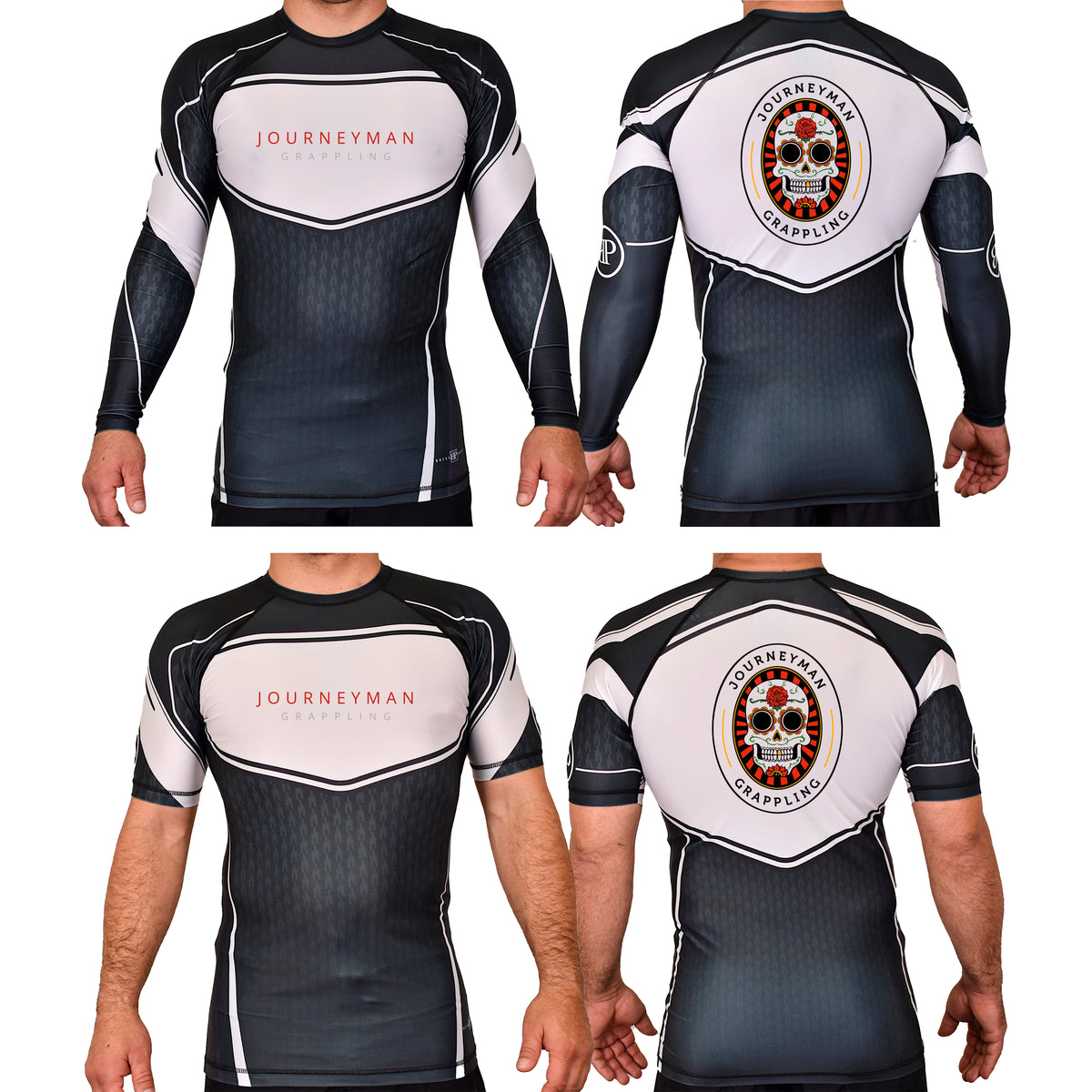 Journeyman Grappling Academy Rash Guards Black/White #8011 A