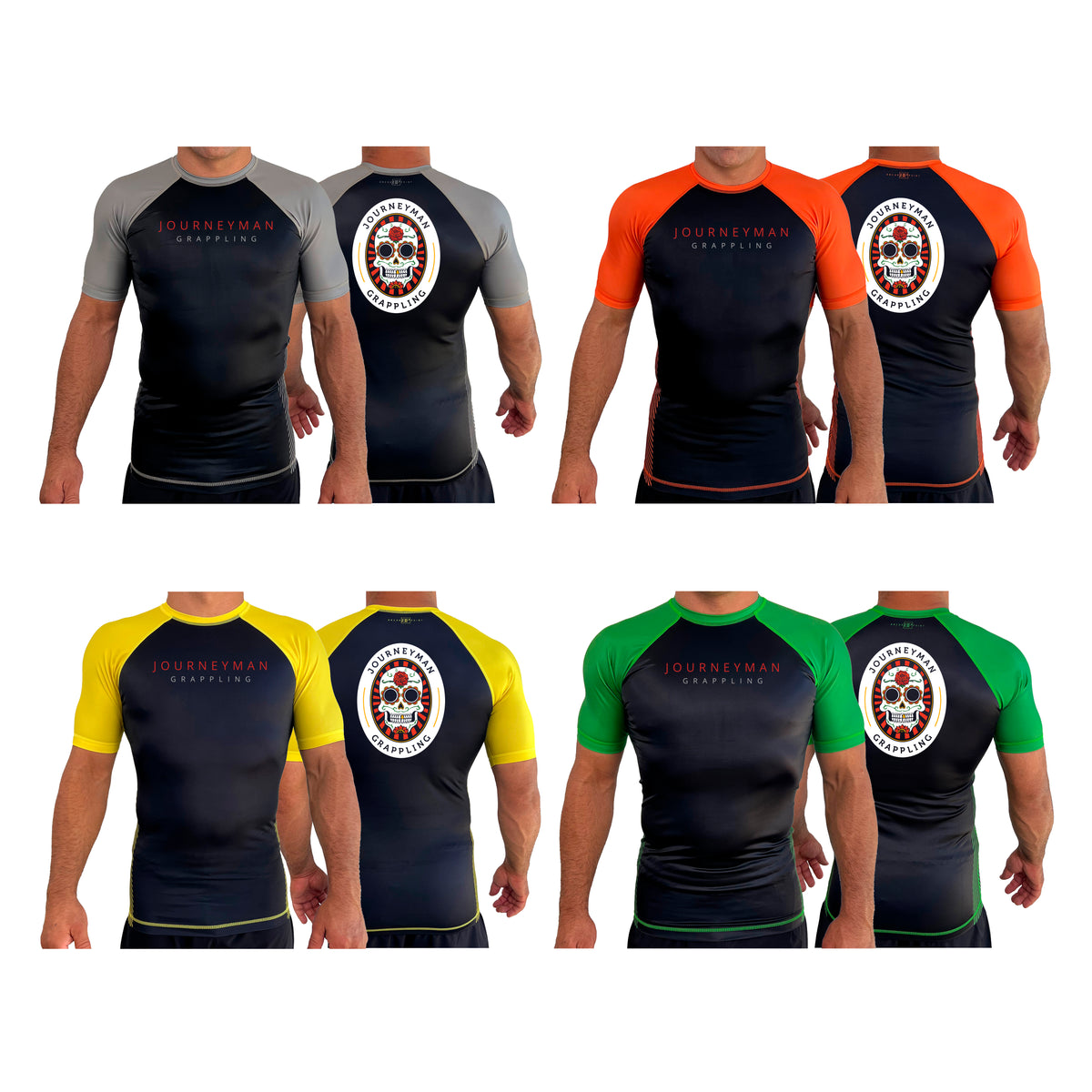 Journeyman Grappling All Black Ranked Short Sleeve Rash Guards  #8011 A