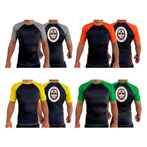 Journeyman Grappling All Black Ranked Short Sleeve Rash Guards  #8011 A