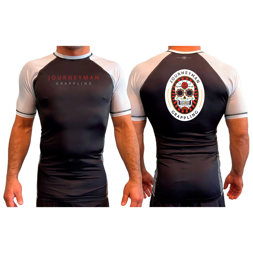 Journeyman Grappling All Black Ranked Short Sleeve Rash Guards  #8011 A