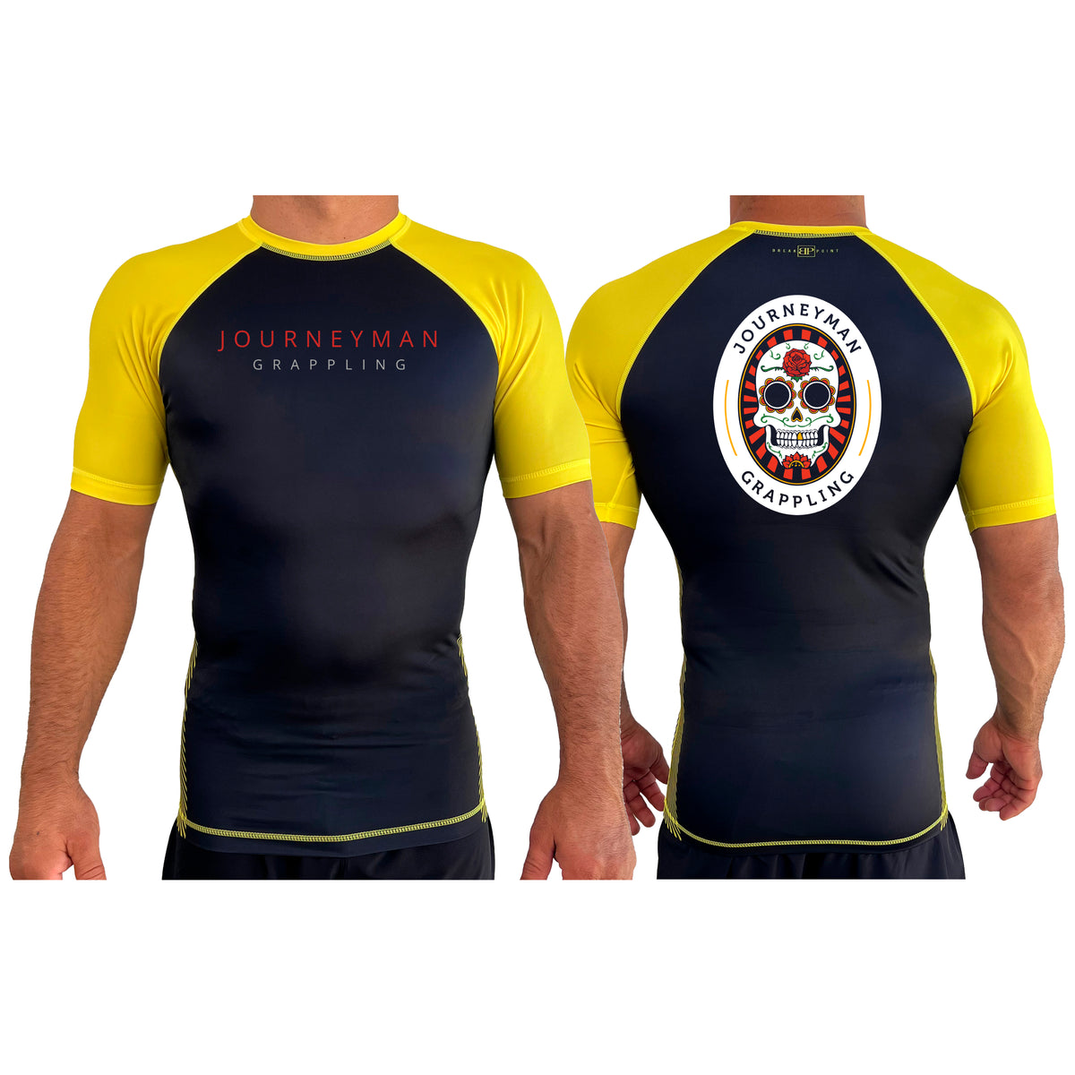 Journeyman Grappling All Black Ranked Short Sleeve Rash Guards  #8011 A