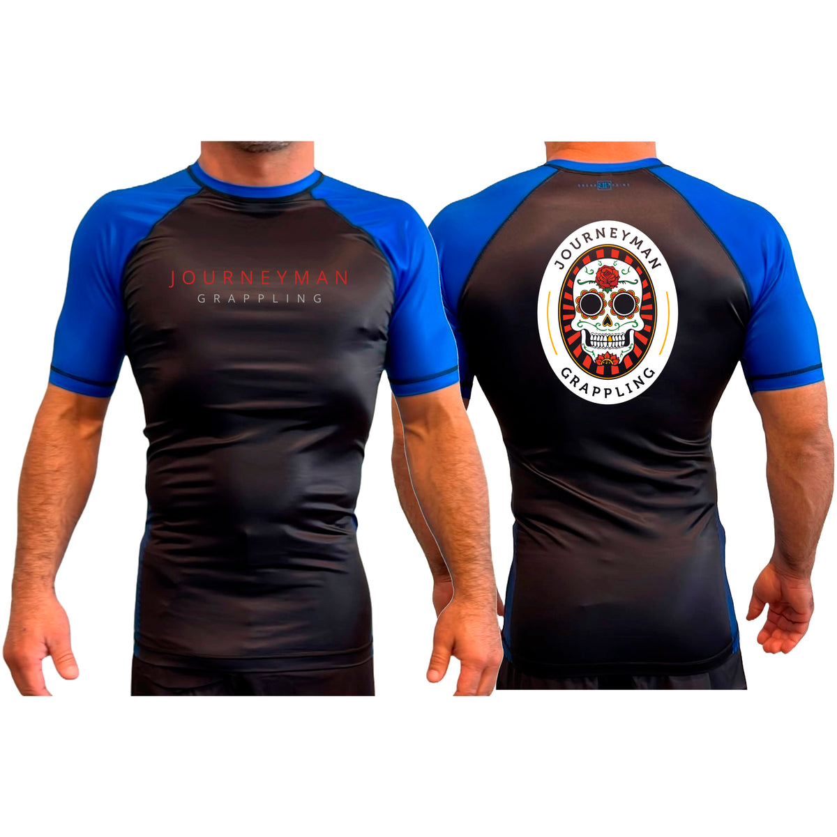 Journeyman Grappling All Black Ranked Short Sleeve Rash Guards #8011 A