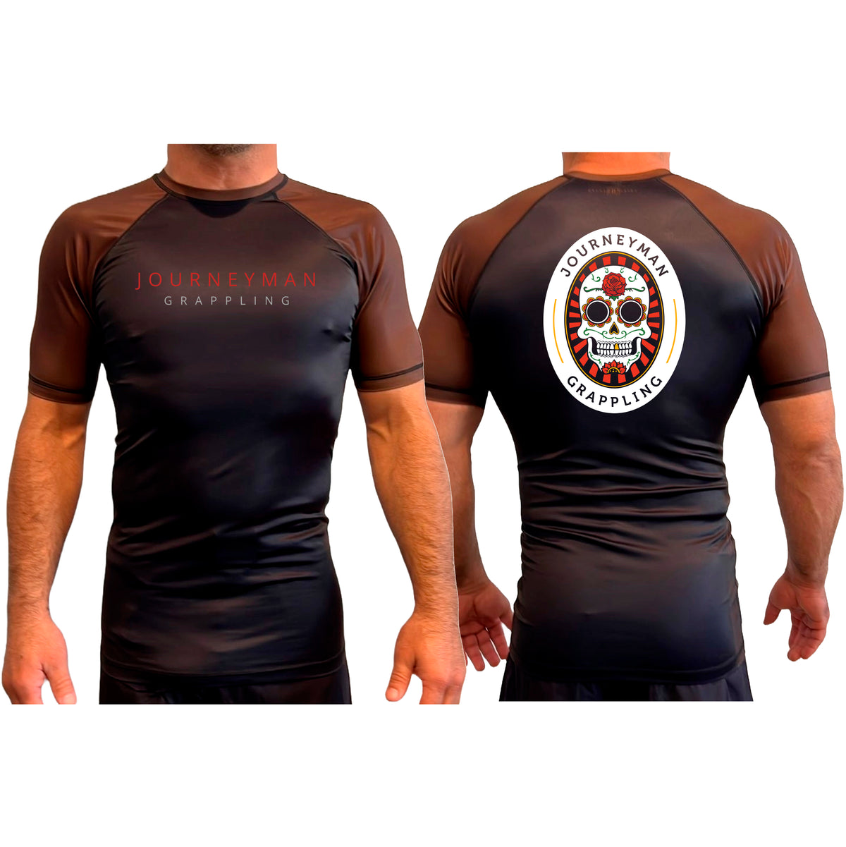 Journeyman Grappling All Black Ranked Short Sleeve Rash Guards #8011 A