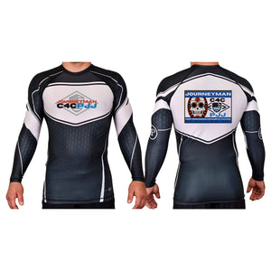 Journeyman Grappling Academy Rash Guards Black/White #8011 E