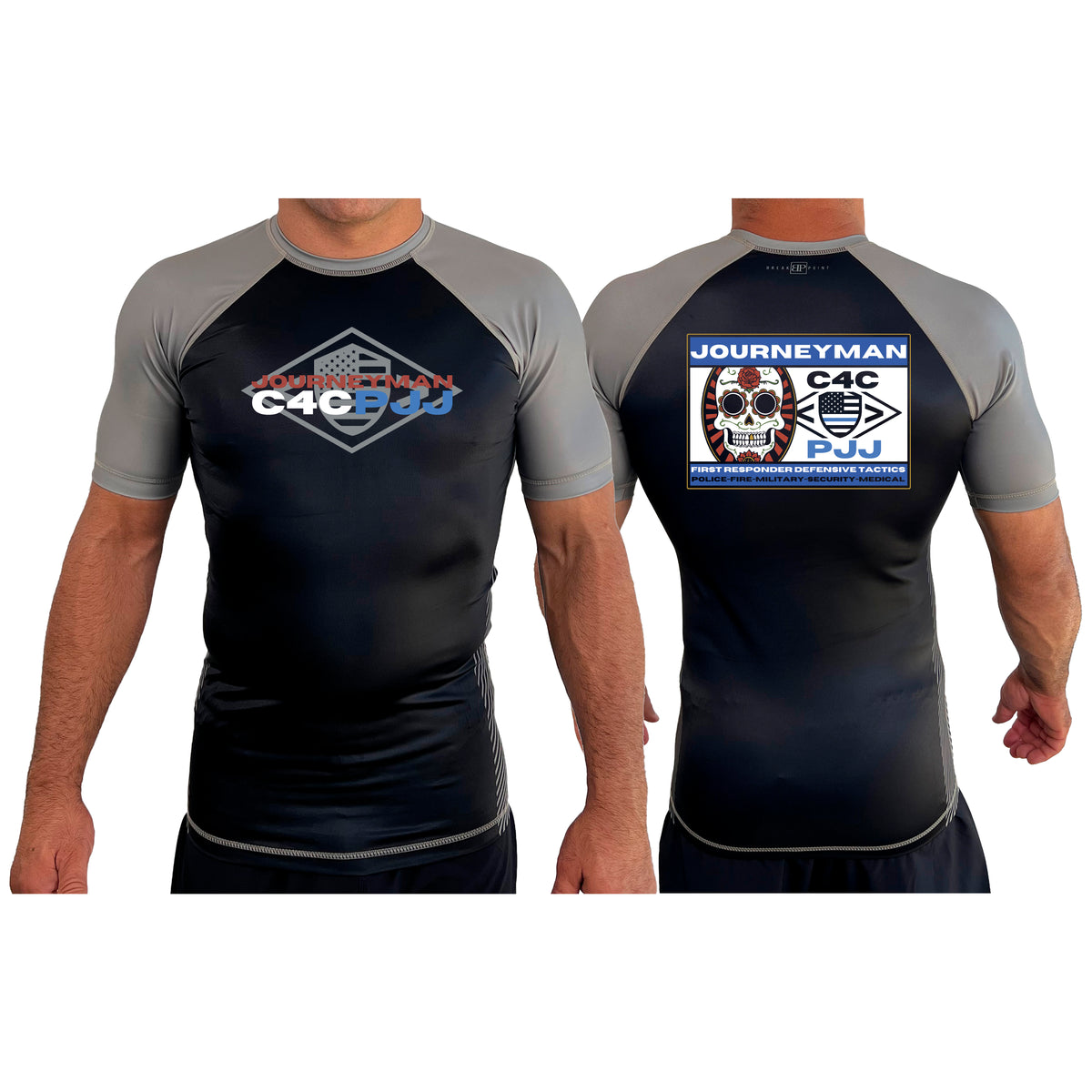 Journeyman Grappling All Black Ranked Short Sleeve Rash Guards  #8011 E