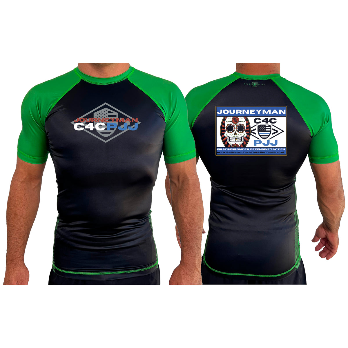 Journeyman Grappling All Black Ranked Short Sleeve Rash Guards  #8011 E