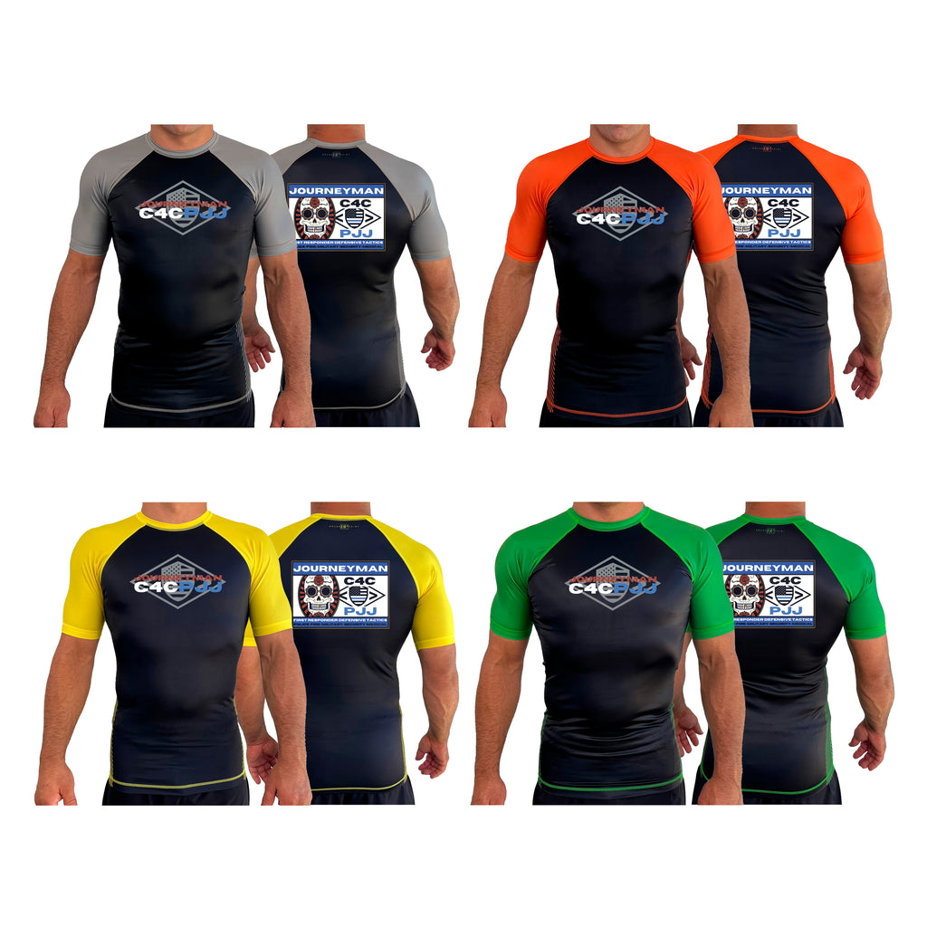 Journeyman Grappling All Black Ranked Short Sleeve Rash Guards  #8011 E