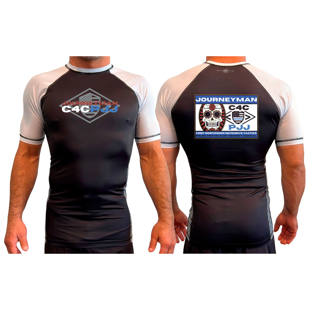 Journeyman Grappling All Black Ranked Short Sleeve Rash Guards  #8011 E