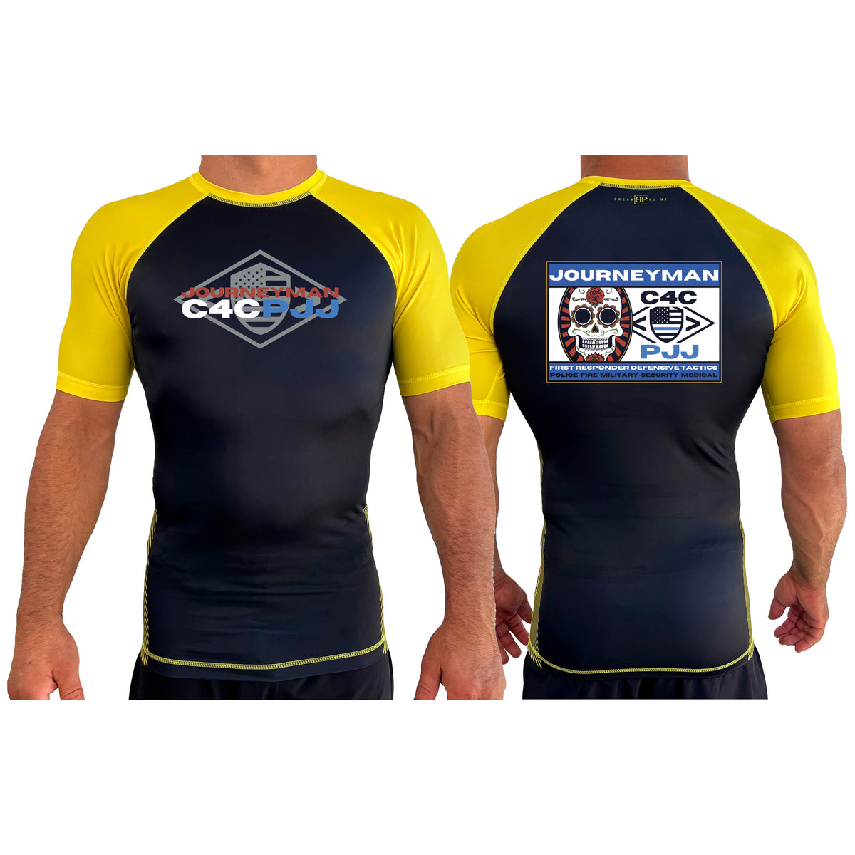 Journeyman Grappling All Black Ranked Short Sleeve Rash Guards  #8011 E