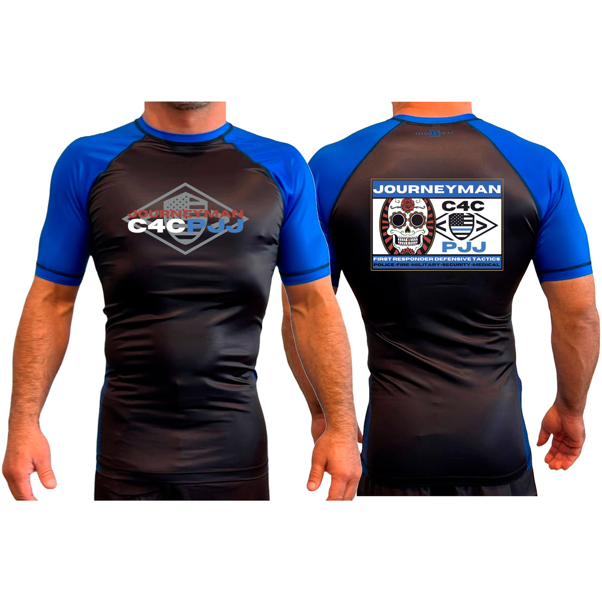 Journeyman Grappling All Black Ranked Short Sleeve Rash Guards #8011 E