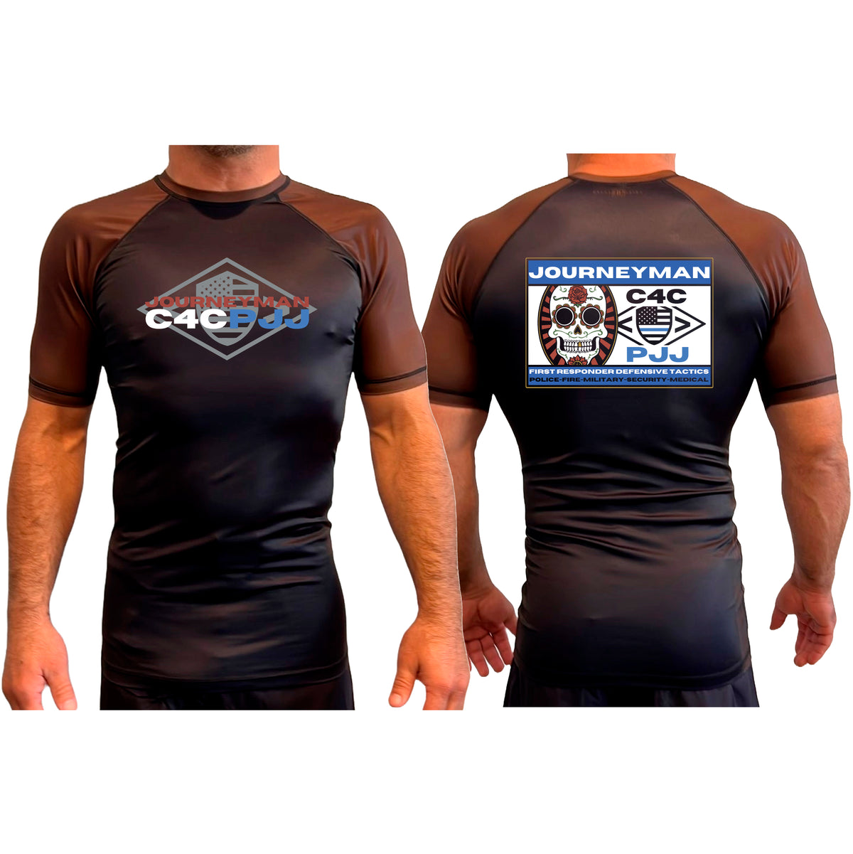 Journeyman Grappling All Black Ranked Short Sleeve Rash Guards #8011 E