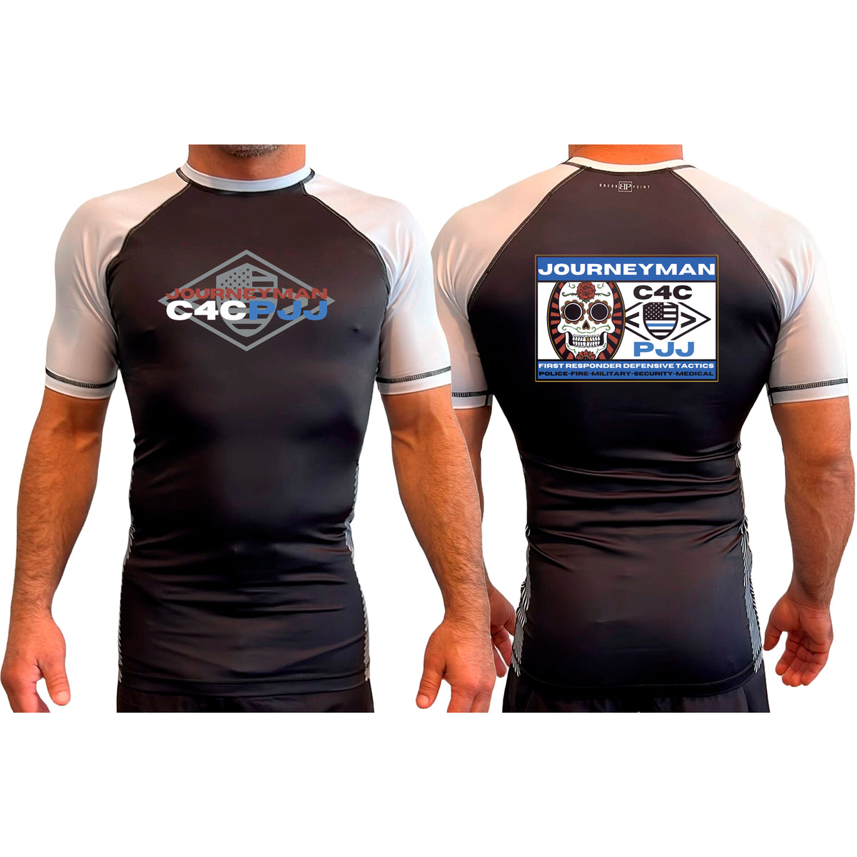 Journeyman Grappling All Black Ranked Short Sleeve Rash Guards #8011 E