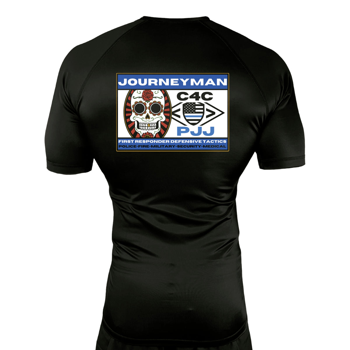 Journeyman Grappling All Black Custom Rash Guards Short Sleeves #8011 E